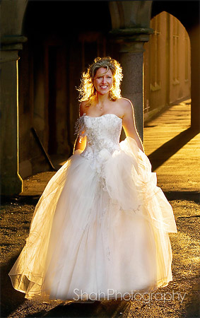 Bride photographed in her stunning wedding dress after the wedding ceremony